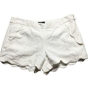 Cynthia Rowley White Scallop Hem Linen Blend Pull On Lined Women’s Shorts 8